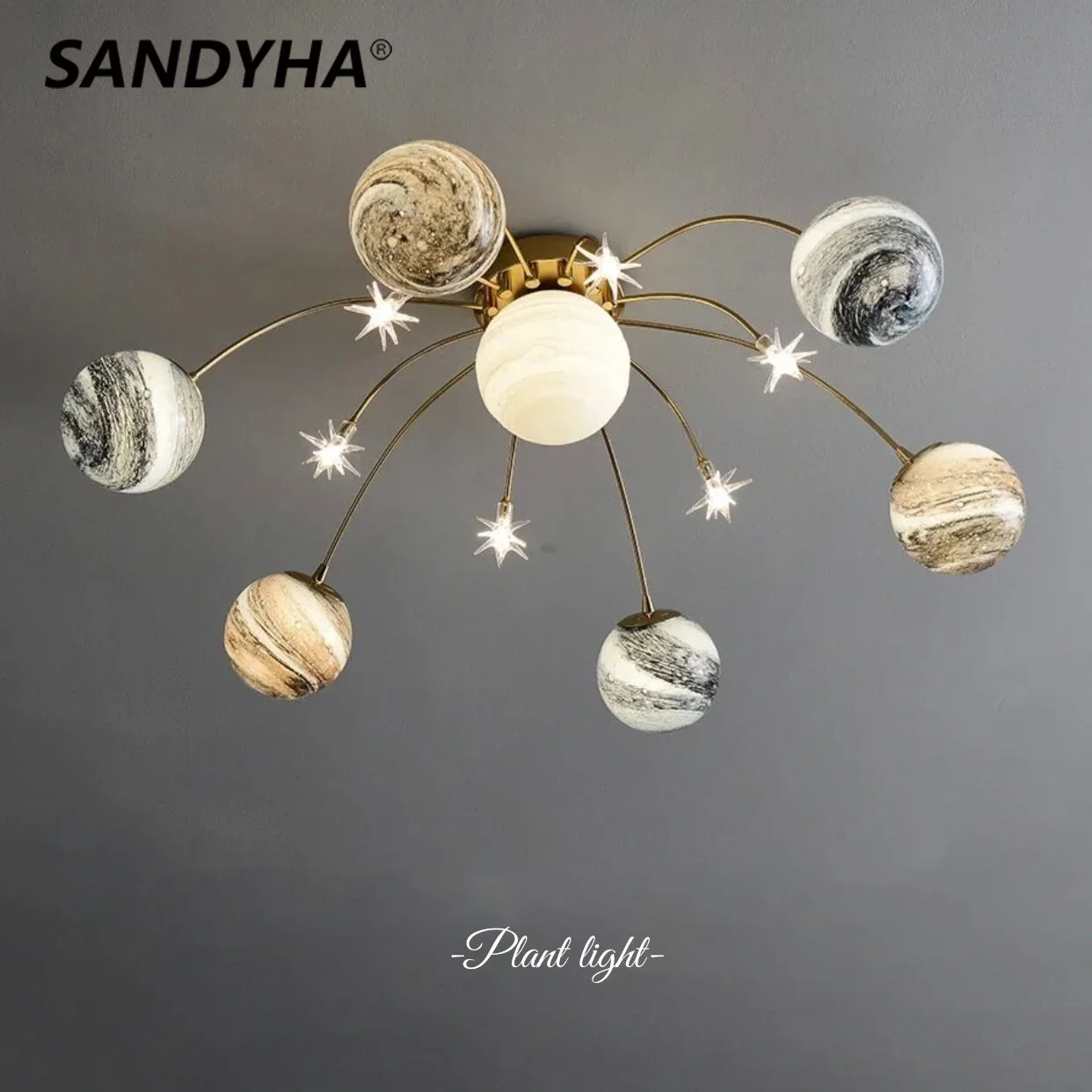 

SANDYHA Modern Personalized Romantic Simple Star Ceiling Light Children's Room Decorative Lamp Creative Planet Glass Ball Lights