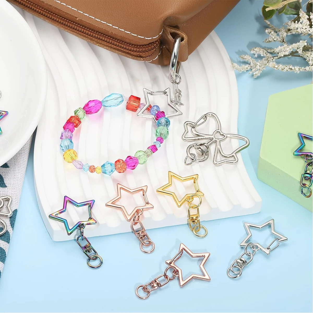 Star-Shaped Spring Snap Keychain Clip Set