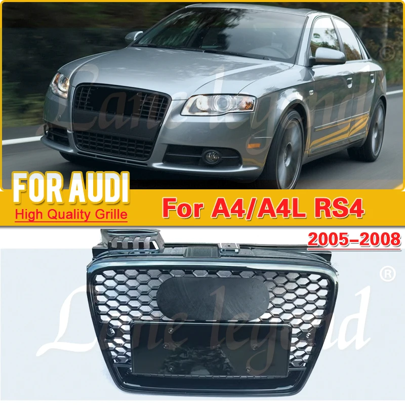 Factory supply For RS4 Style Quattro Style Front Sport Hex Mesh Honeycomb Hood Grill for Audi A4 A4L B7 2005-2008