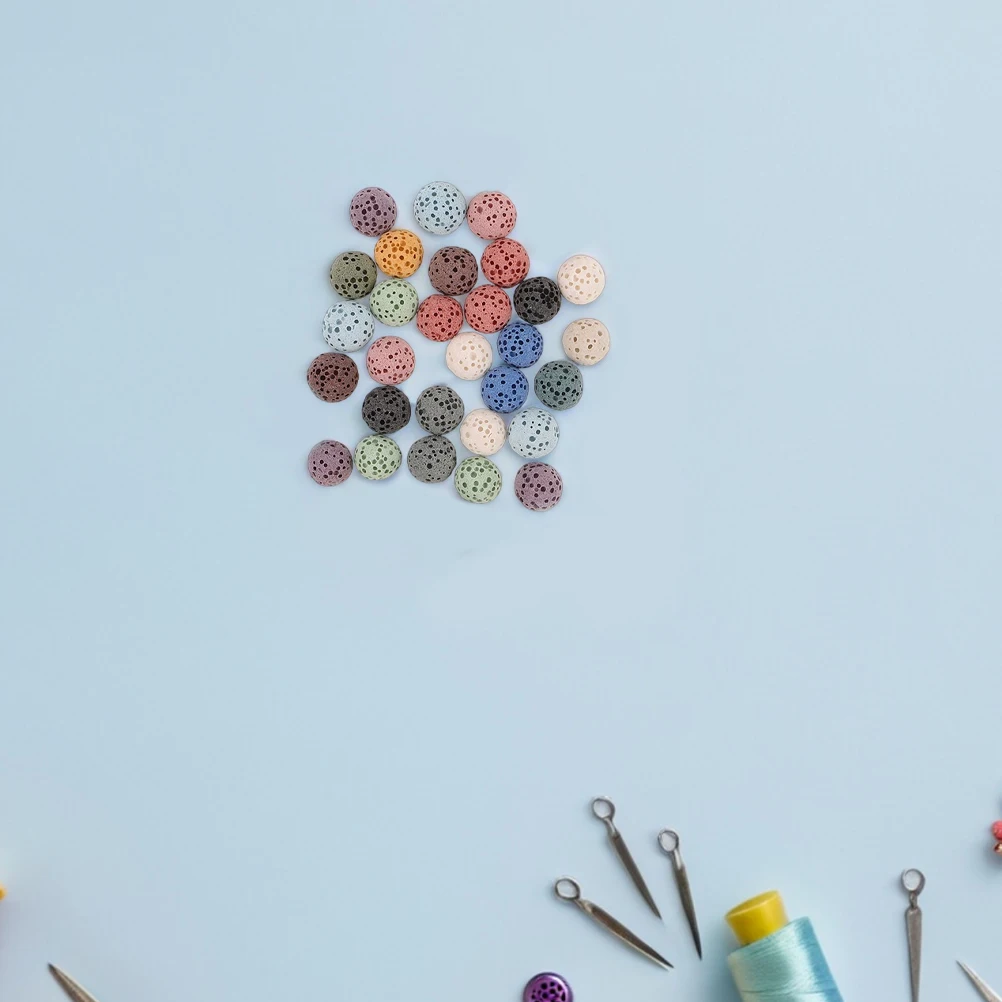 

33pcs Volcanic Stone Diffuser Beads 10Mm No Hole Round For Car Office Bedroom Essential Oil Aroma Stones Lava Rocks Aromatherapy