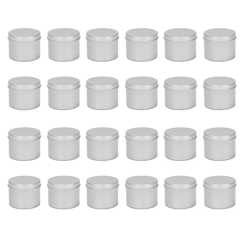 24 Pack Tins Box Candle Tin Black Aluminum Jar Storage Empty Pot Plain Cans Cream Cosmetic Container-ROWI