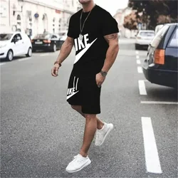 2024 Summer Men's Gym Fast Dry Jogging tracksuit High quality fashion short sleeve T-shirt and shorts 2 piece set