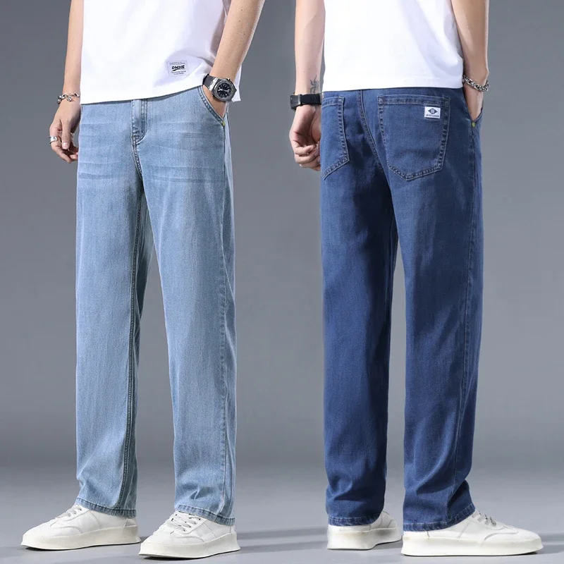 

2026 New Lyocell Business Jeans Men's Spring Thin Casual Straight Fashion Loose Brand Pants Comfortable Male Denim Trousers