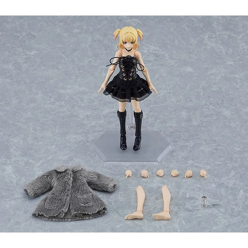 In Stock Original MF GSC Figma 581A Styles Yuki Fur Coat Female Body with Black Corset Dress Model Animation Character Action