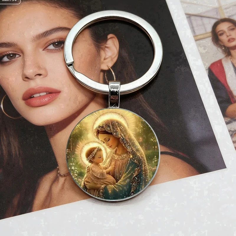 Fashionable, warm, and loving mother son pattern alloy keychain, Mother's Day gift