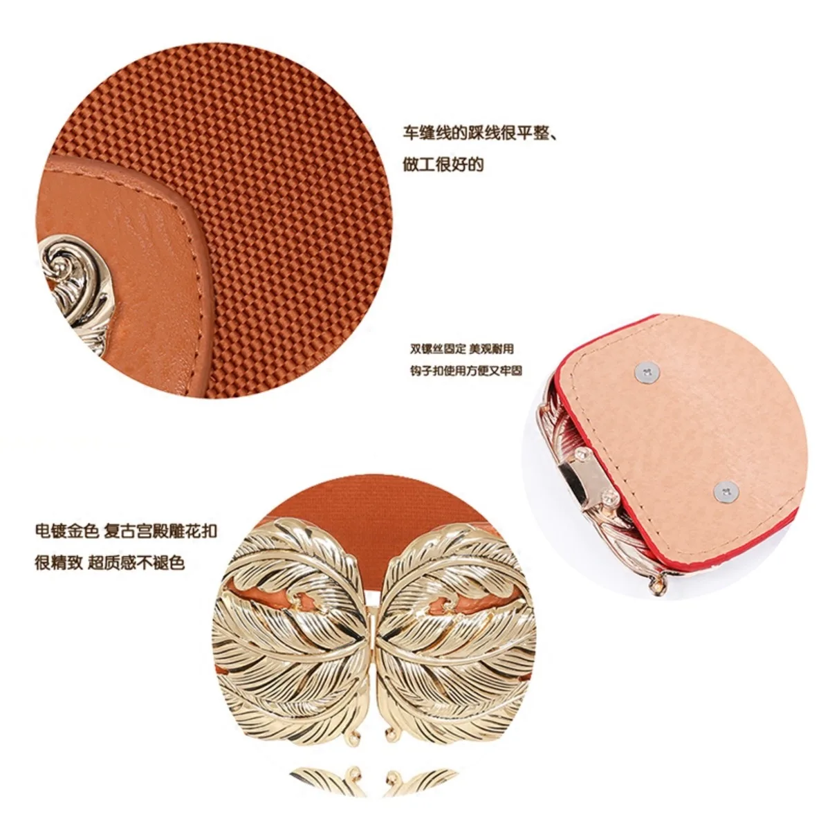 خمر حزام عريض الكورية نمط مشبك مزدوج أسود مشد للخصر أحزمة نسائية لفستان ريترو موضة وشاح #6