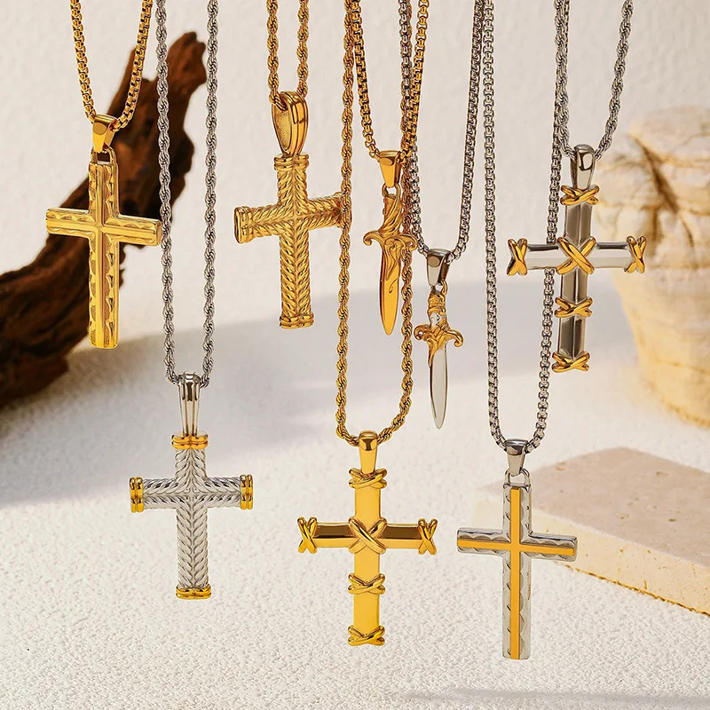 

Trendy Best-Selling European & American Pendant Necklace - Minimalist Cool Style, Versatile Stainless Steel Cross Jewelry