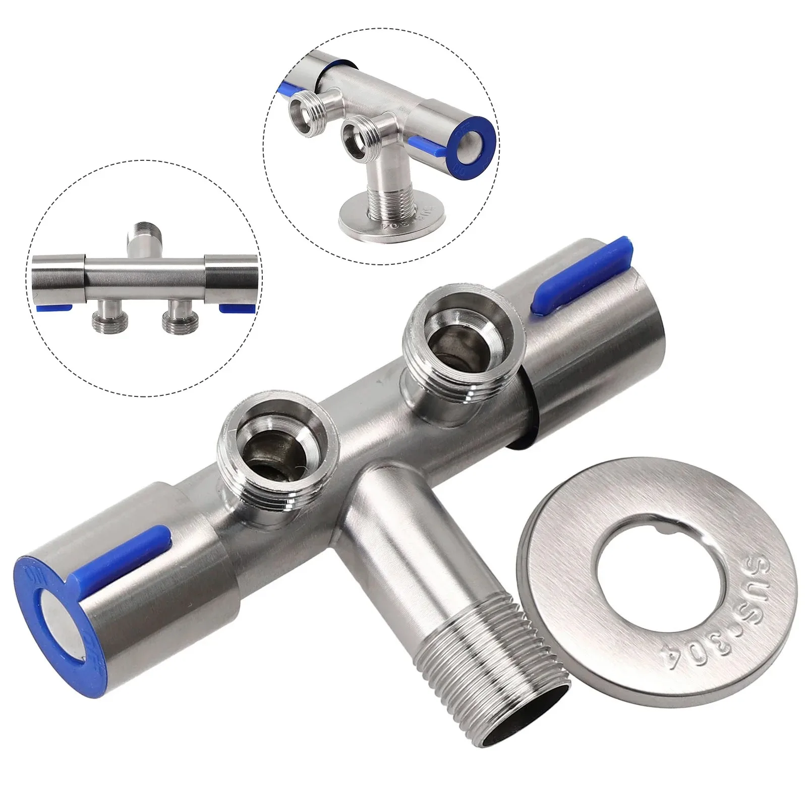 Double Handle Stainless Steel Cold Water Faucet Bathroom Washing Machine Faucet image 3