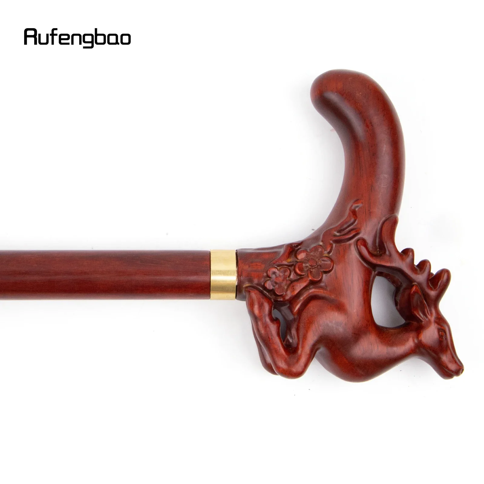 Brown Deer Wooden Single Joint Fashion Walking Stick Decorative Cospaly Cane Halloween Mace Crutch  Wand Crosier 95cm