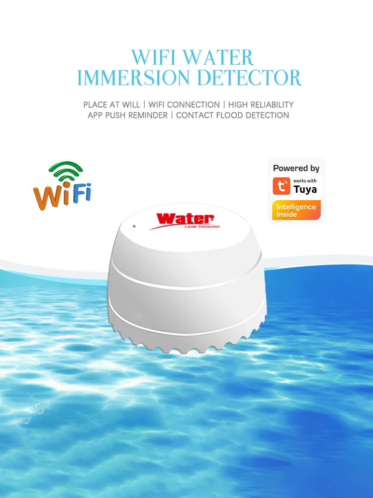 Tuya wifi detector de vazamento de água sensor de inundação vida inteligente app monitoramento remoto alerta de inundação transbordamento segurança com alexa