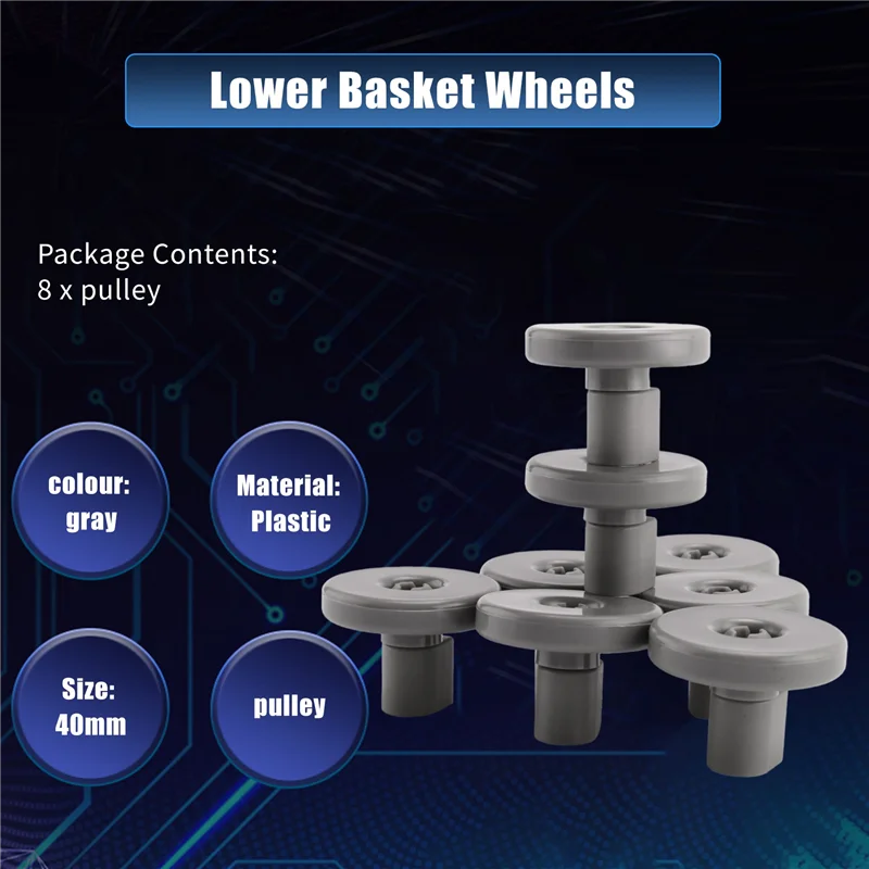 Rol Keranjang Kualitas Tinggi untuk Mesin Pencuci Piring, Roda Pencuci Piring Roda Keranjang Bawah untuk AEG Electrolux FAVORIT Zanussi Mesin Pencuci Piring Wh