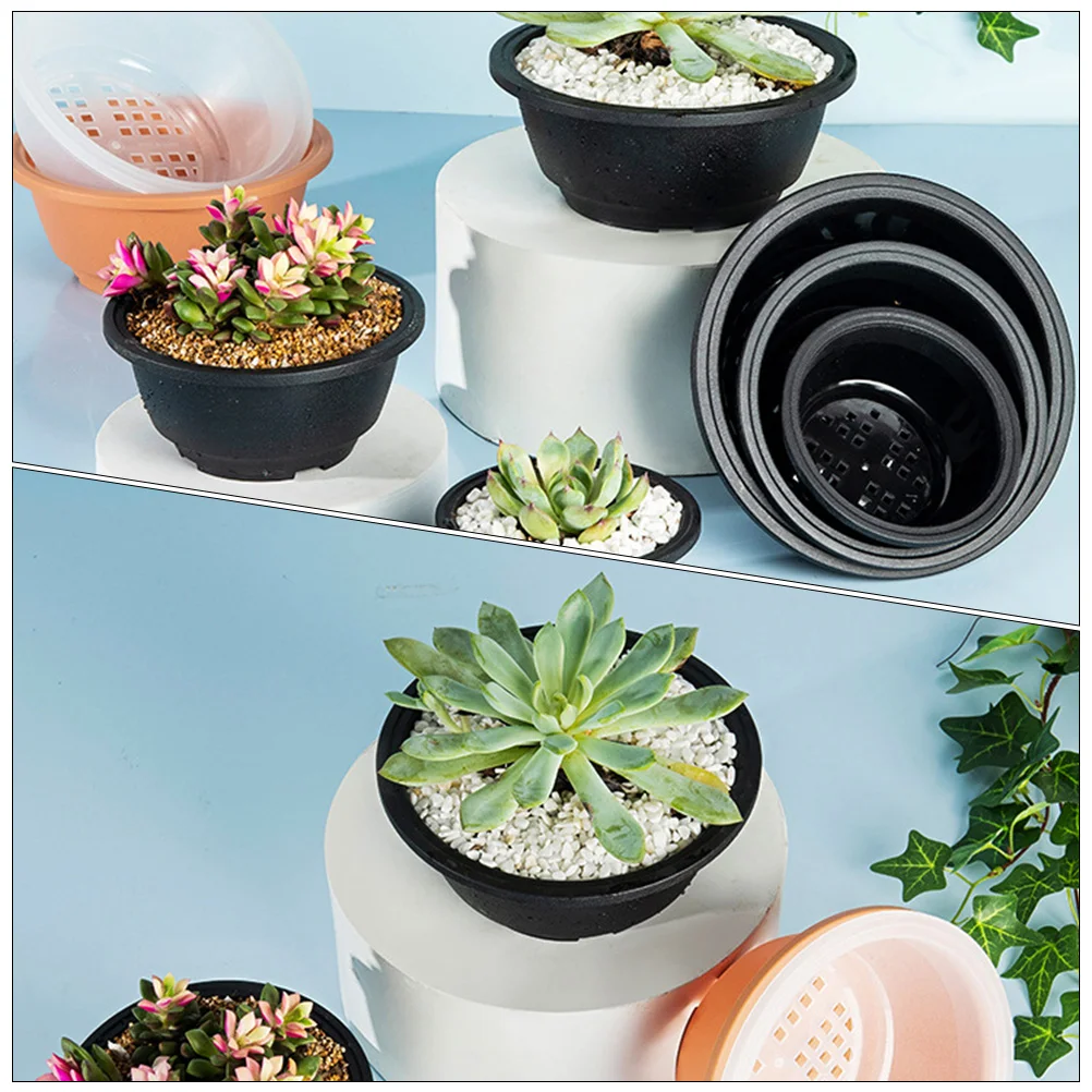 6 Pcs Succulent Plant Pot Plastic Flower Perlite for Plants Flowers Planting Black Seedling Pots