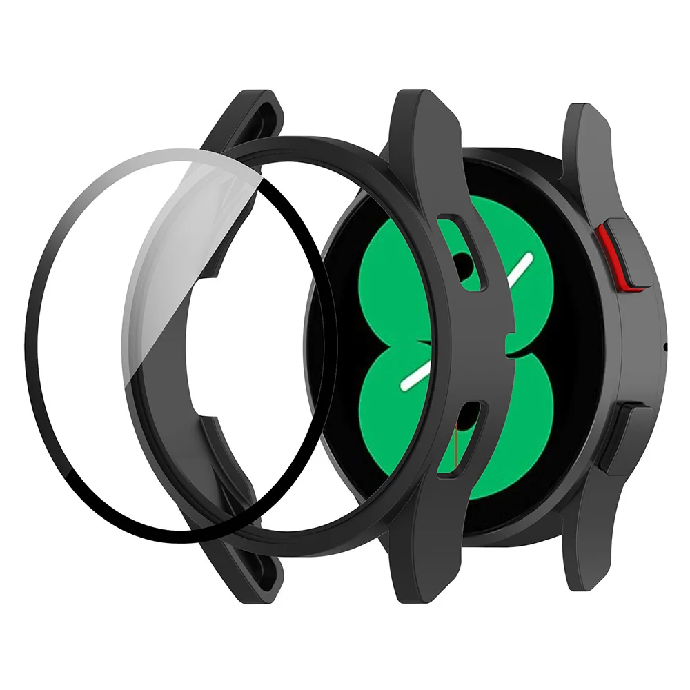 

Для Samsung Galaxy Watch FE/Watch4 40 мм чехол для ПК с защитной пленкой из закаленного стекла - черный