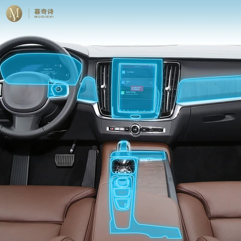 MUQSHI Car Interior Center console Transparent/Matte TPU Protective film PPF Anti-scratch Repair film For Volvo S90 2020-2024