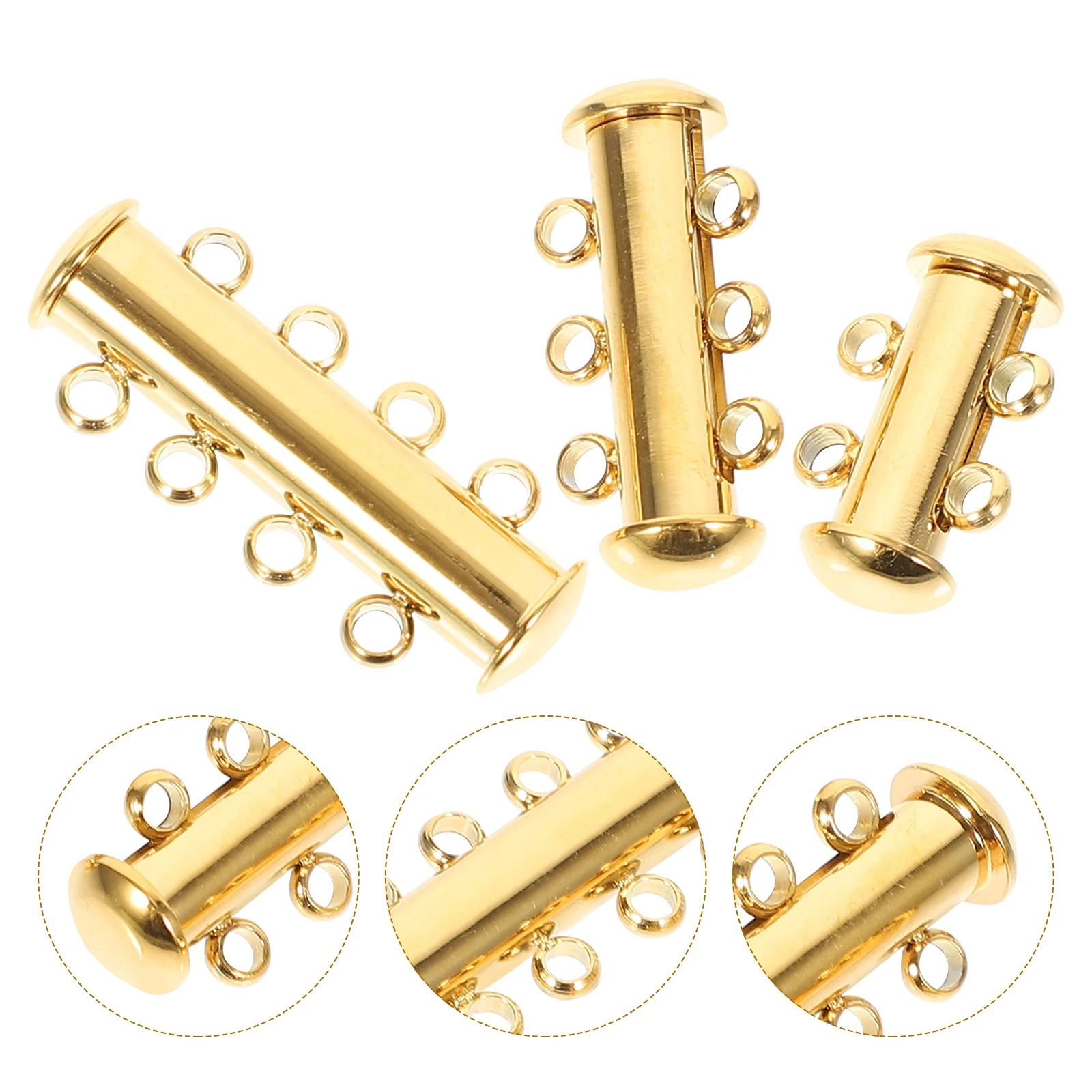 

3pcs Metal Buckle Clasp for Bracelet Necklace Layering Stainless Steel Closures 2Hole 3Hole 4Hole Jewelry Accessories Durable