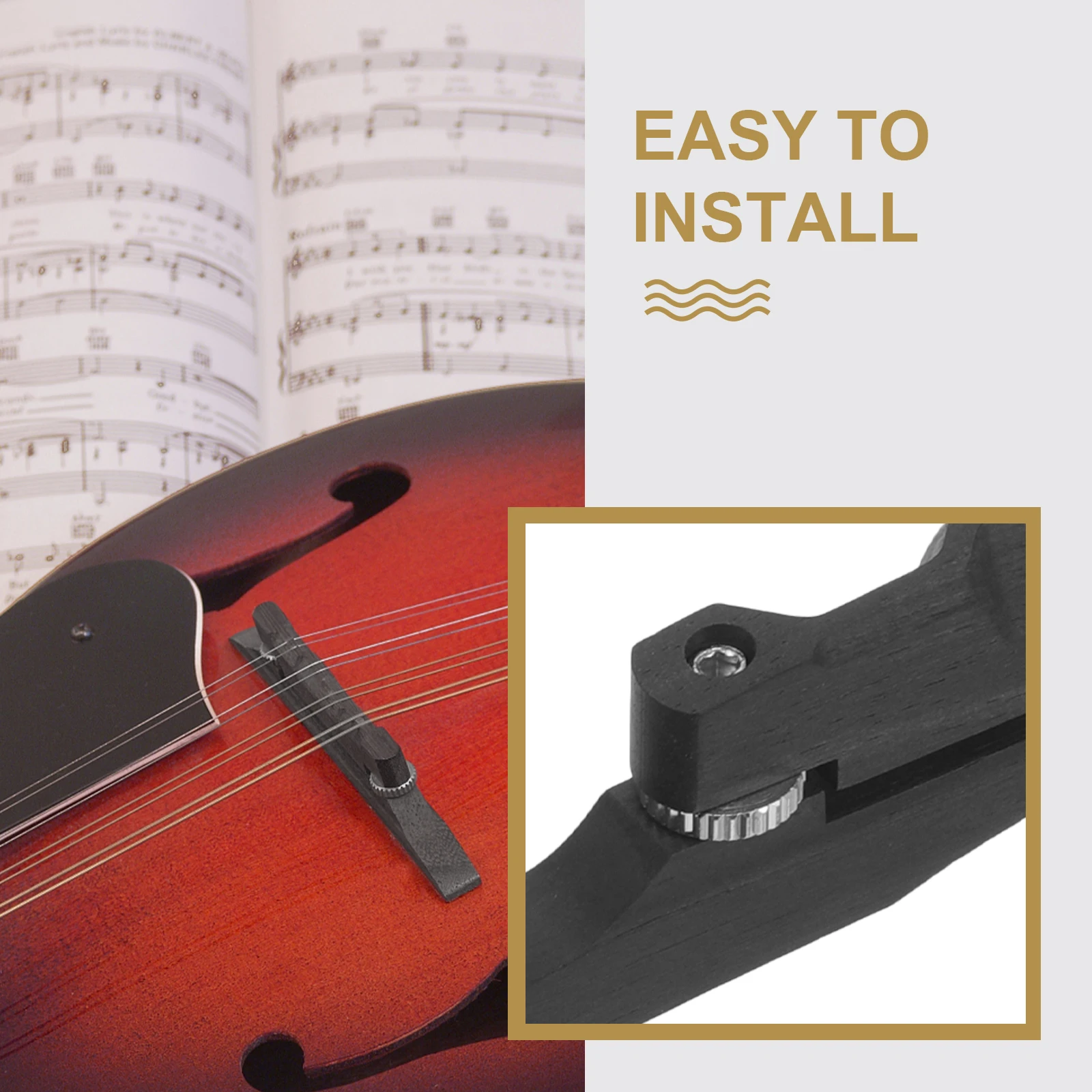 

Ebony Mandolin Bridge Parts Black Adjustable String Instrument Saddle Replacement Wood Guitar Accessories Durable Resonance
