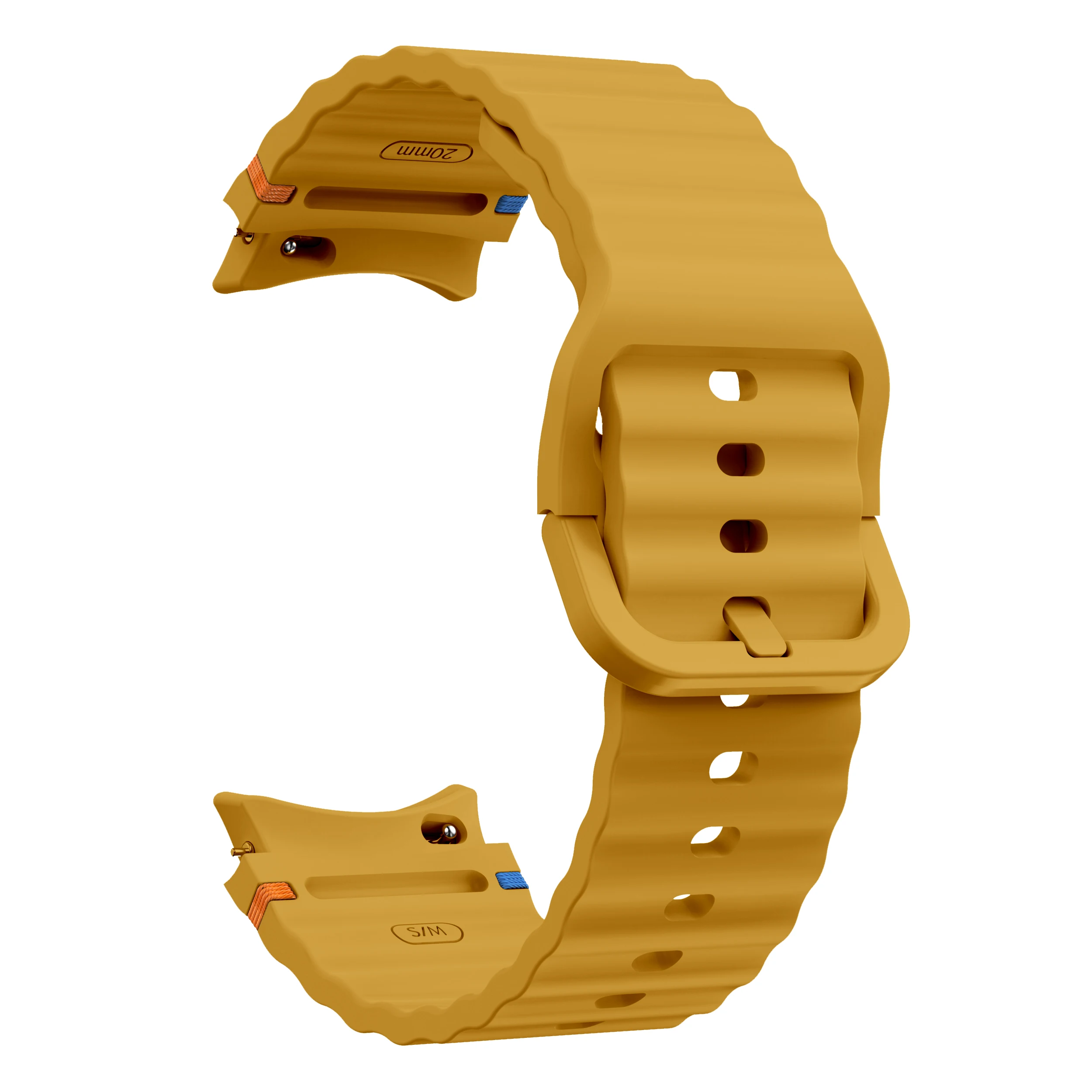 Watchstrap for Samsung Galaxy Watch 7 40mm 44mm Official Yellow Smart Wavy Silicone Bracelet for Galaxy Watch FE 4 5 6 Band