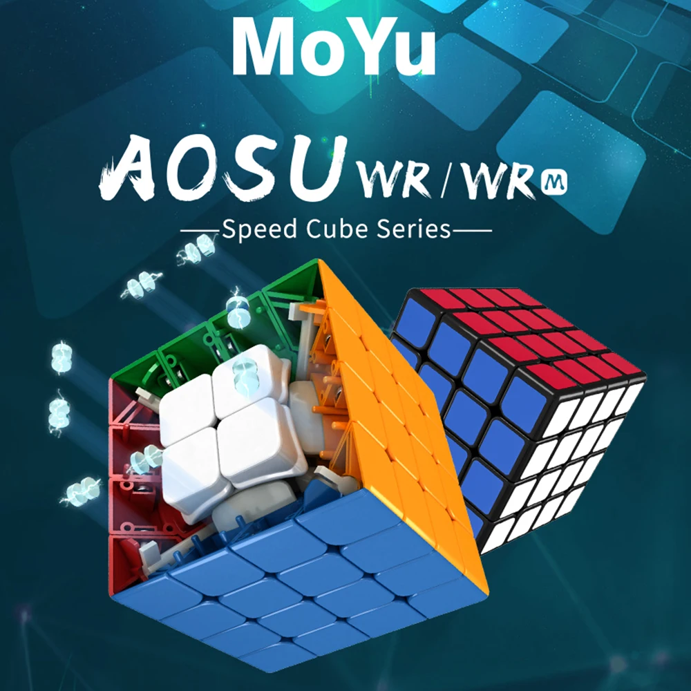 Moyu AOSU WRM 4X4X4 Magnetische Magic Speed Cube Stickerloze Professionele Fidget Speelgoed Aosu 4x4 Cubo Magico Puzzel