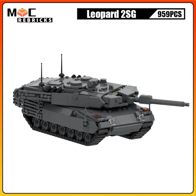 

WW II Military Army Equipment Leopard 2SG Main Battle Tank Vehicle Building Block Weapons Model Bricks Weapons Kids Creative Toy