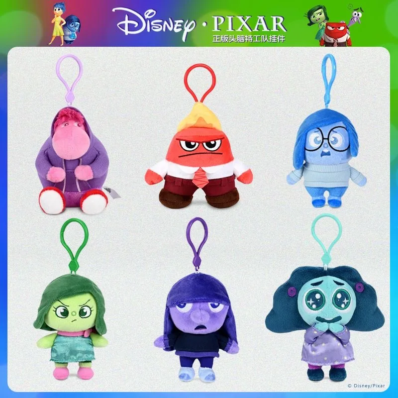 Cute Inside Out Plush toy pendant cartoon Disney anime Doll backpack pendant kawaii Joy Sadness keychain girl's birthday gift