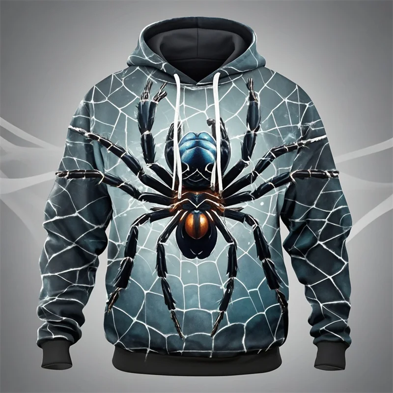 New Men's Hoodie 3D Spider Graphics Printing Clothings Casual Fashion Autumn Oversized Sweatshirts Harajuku Y2K Men Hoodies