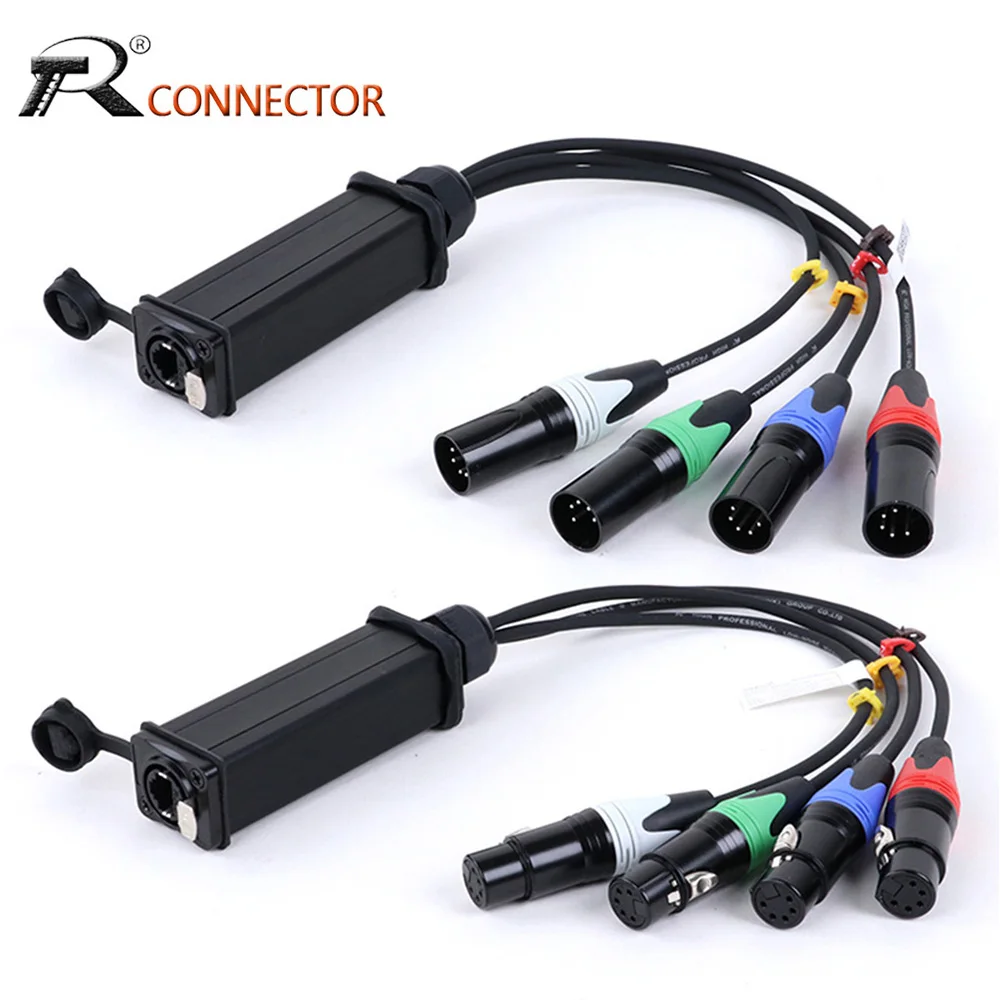 

4 Channel 5Pin Audio Network XLR Cable for Stage Sound Lighting and Recording Studio M+F to STP RJ45 Cat5/Cat6 Ethercon DMX512