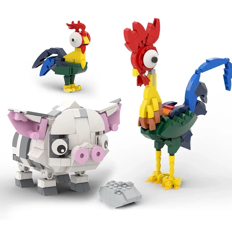 

MOC Adventure Movie Baya Pet Pig Hey-hey Chicken Building Blocks Animal Pink Pig Action Figures Ideas Set Bricks Toys Xmas Gifts