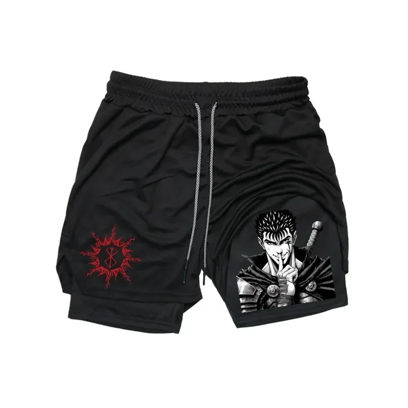 

Мужские летние быстросохнущие двухслойные спортивные шорты 2-в-1, дышащие эластичные влагоотводящие шорты для бега и фитнеса