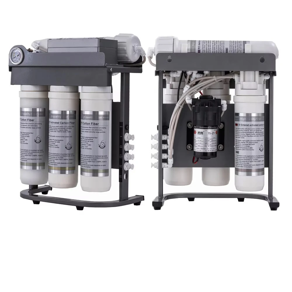 100GPD Electric Auto Back Wash Reverse Osmosis Water Filter Compact Sink RO System Quick Connect Plastic Purifier for Home Use