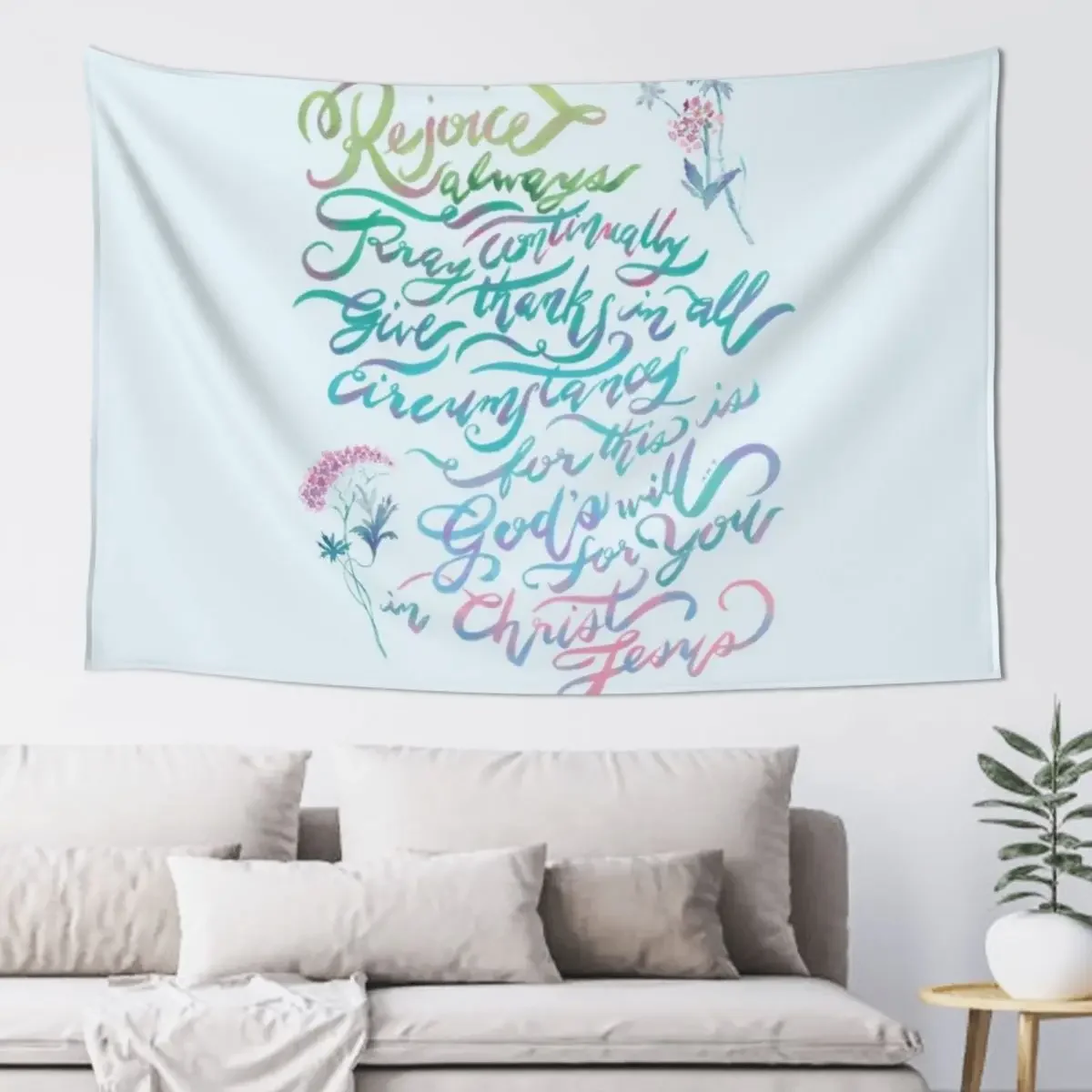 Rejoice Always - 1 Thessalonians 5:16~18 Tapestry Aesthetic Decoration Aesthetic Room Decors Room Decorations Tapestry