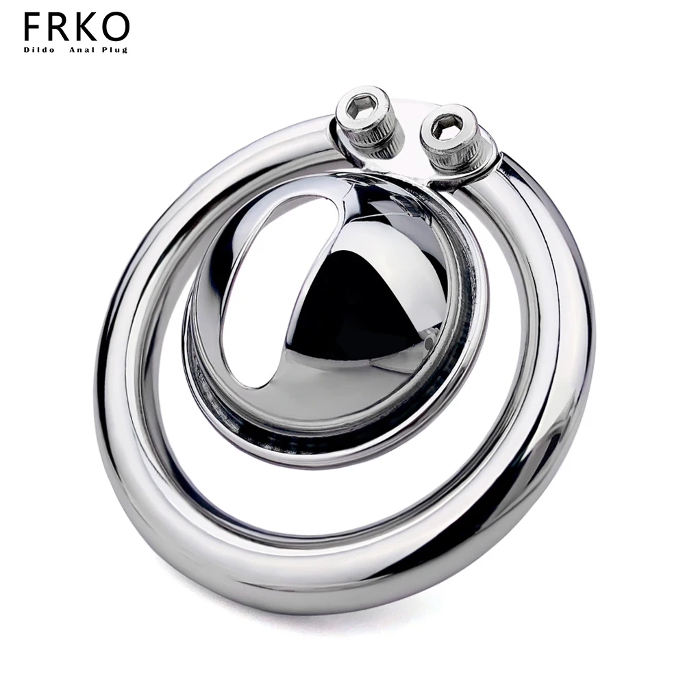 FRKO Negative Screw Cock Lock Chastity Cage Male Round Rings 40mm 45mm 50mm 55mm Hidden Penis Sex Tools For Man Femboys BDSM 18+