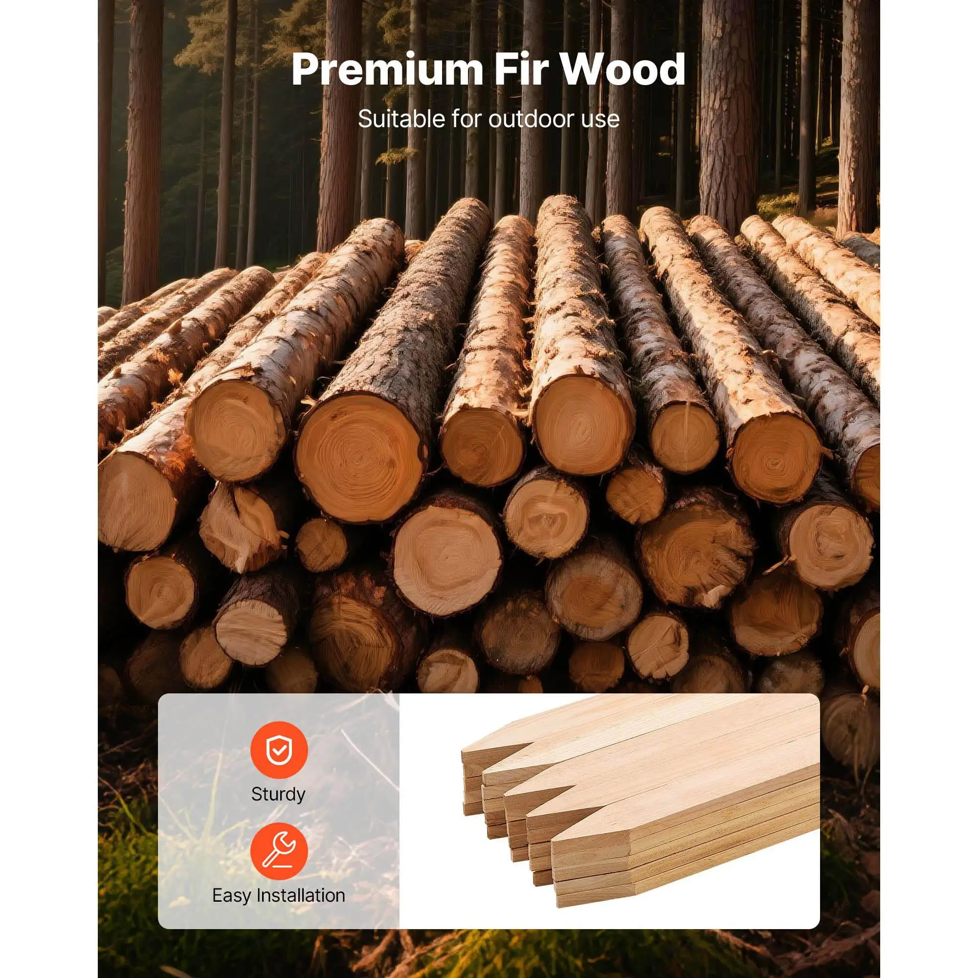 25 Pcs Wooden Garden Stakes 36 x 0.5 x 1.5 in Fir Wood Plant Support Stakes with Sharp Point for Survey Grading Backyard Boundaries Signs and for silt Fence Baselines