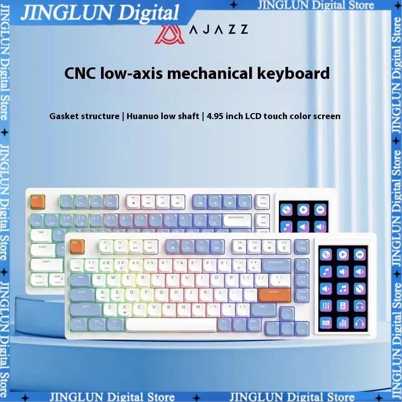 Ajazz AKP815 Mechanical Keyboard 4.95Inch LCD Screen RGB Backlit Gaming Keyboard 81Key Gasket PC Gamer Accessory