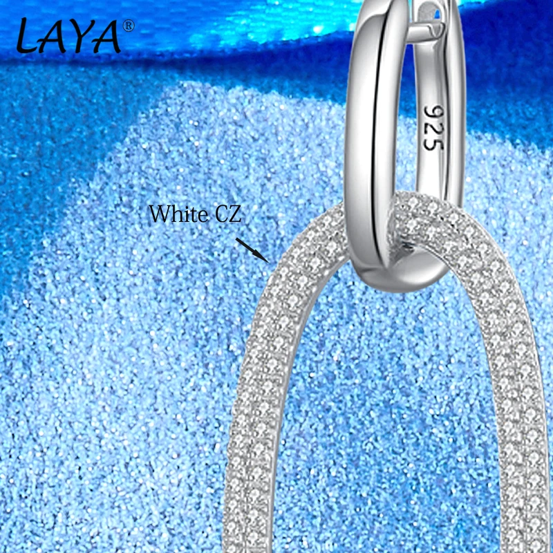 LAYA 100% 925 Sterling Silver Minimalism Oval Circle Drop Earrings for Women Trendy Dangle Earrings Fine Jewelry Wedding Gift