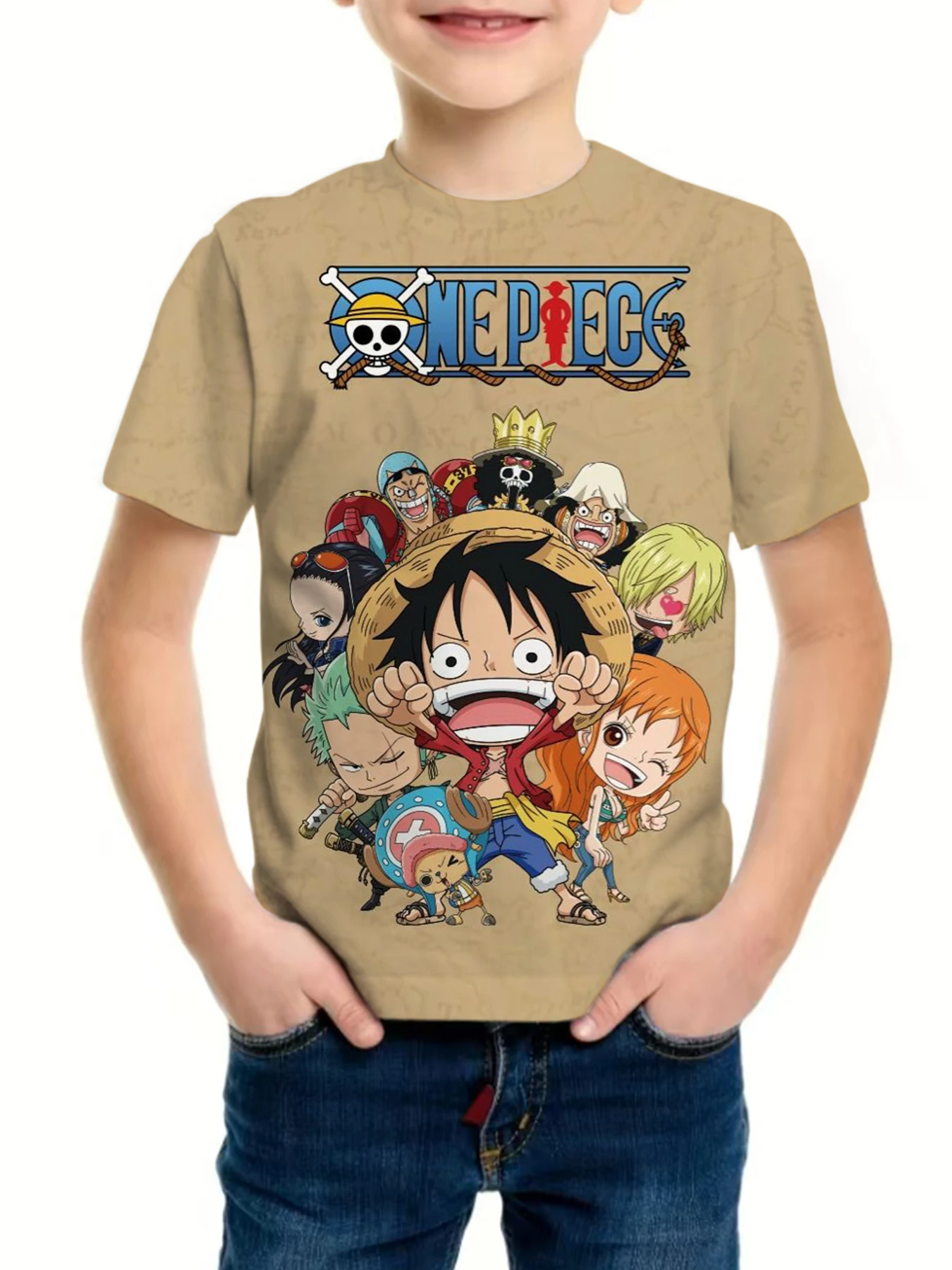 

Cosplay Luffy Boys Cartoon Short-sleeved Anime One Piece Boy T-shirt Children Top Boy Loose Children Clothing One Piece T-shirt