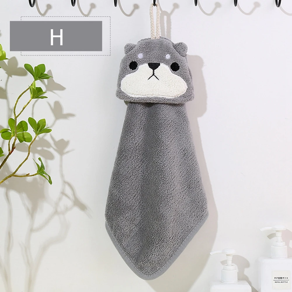 Cute Animal Quick Drying Hanging  Shower Towel Coral Velvet Cleaning Cloth Microfiber Towel Kitchen Supplies Hand Towel
