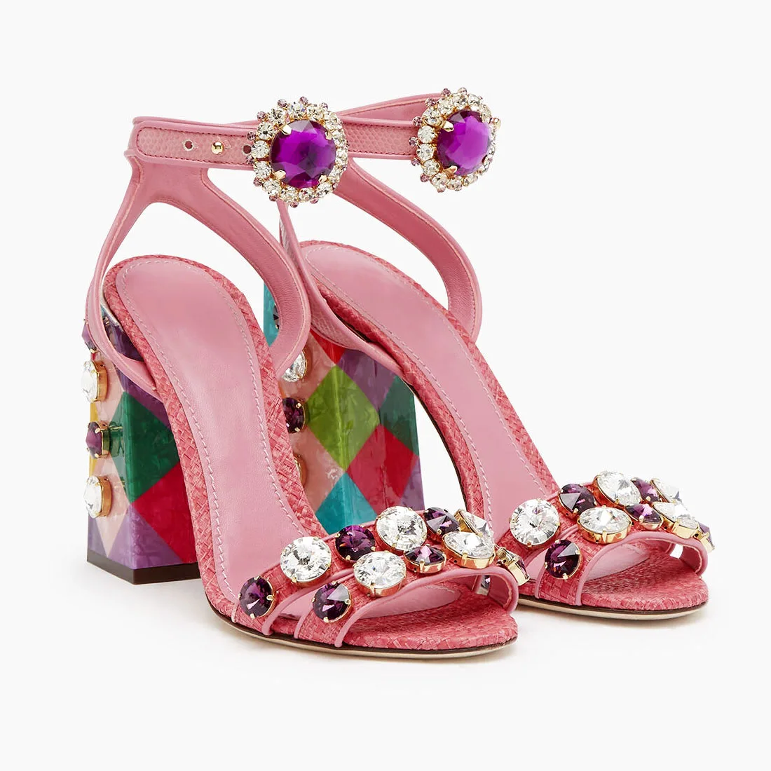 New Bohemian Style Strap with Rhindiamonds Fairy Sandals Open Toe All Matching Thick Heels 6CM or 10CM