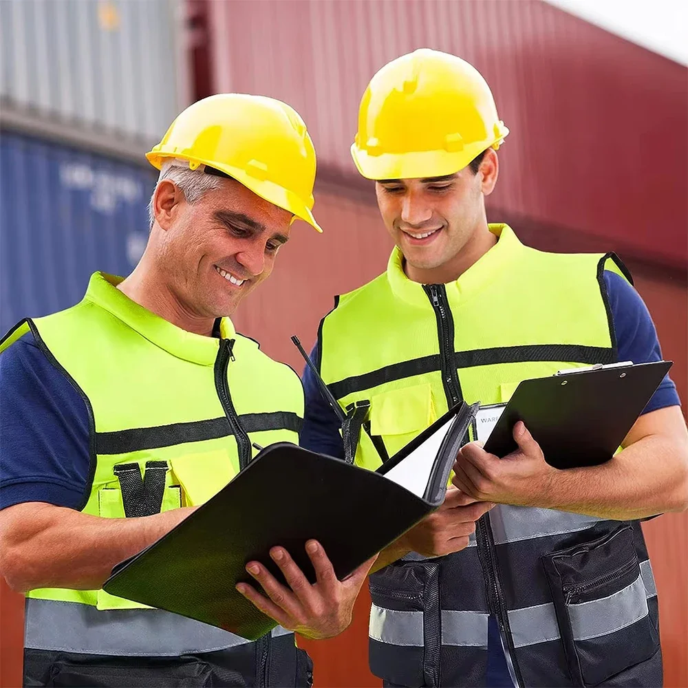 Imagem -06 - Colete de Segurança Reflexivo de Alta Visibilidade Construção Tráfego Rodoviário Roupa de Trabalho Dois Tons Azul e Preto Coletes de Segurança Industrial