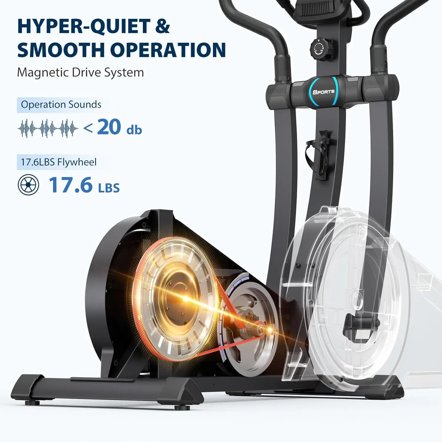 Dripex Elliptical Machine, Hyper-Quiet Magnetic Elliptical Exercise Machine for Home w/16 Levels Resistance, 8KG Flywheel, Multi