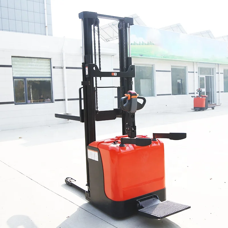Electric Automatic Forklift Truck Fork Lift Hand Stacker Pallet Stand-on Walking Lift Forks