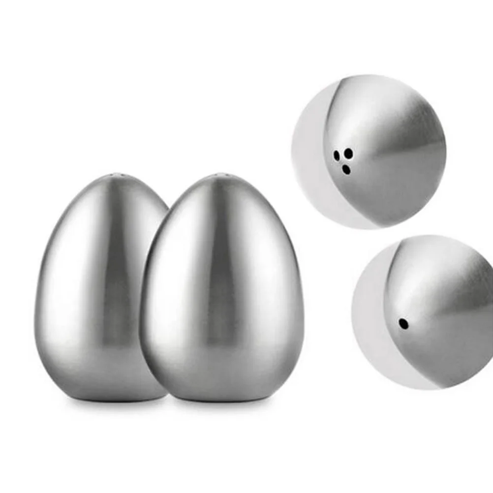 

2Pcs Egg Shape Stainless Steel Salt Pepper Shakers Set Seasoning Container Spice Dispenser Anti-Rust Kitchen Decor Gift