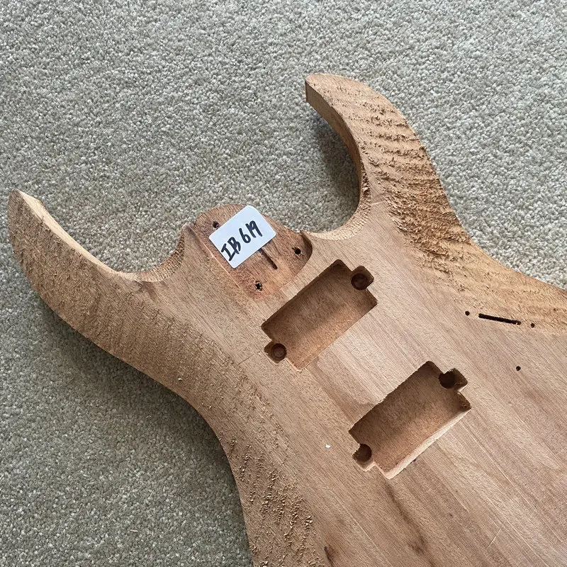 IB619  Genuine LAG 6 String Electric Guitar Body in Solid Mahogany Wood Custom Bridges 2 Humbucker Pickups Unfinished No Paints