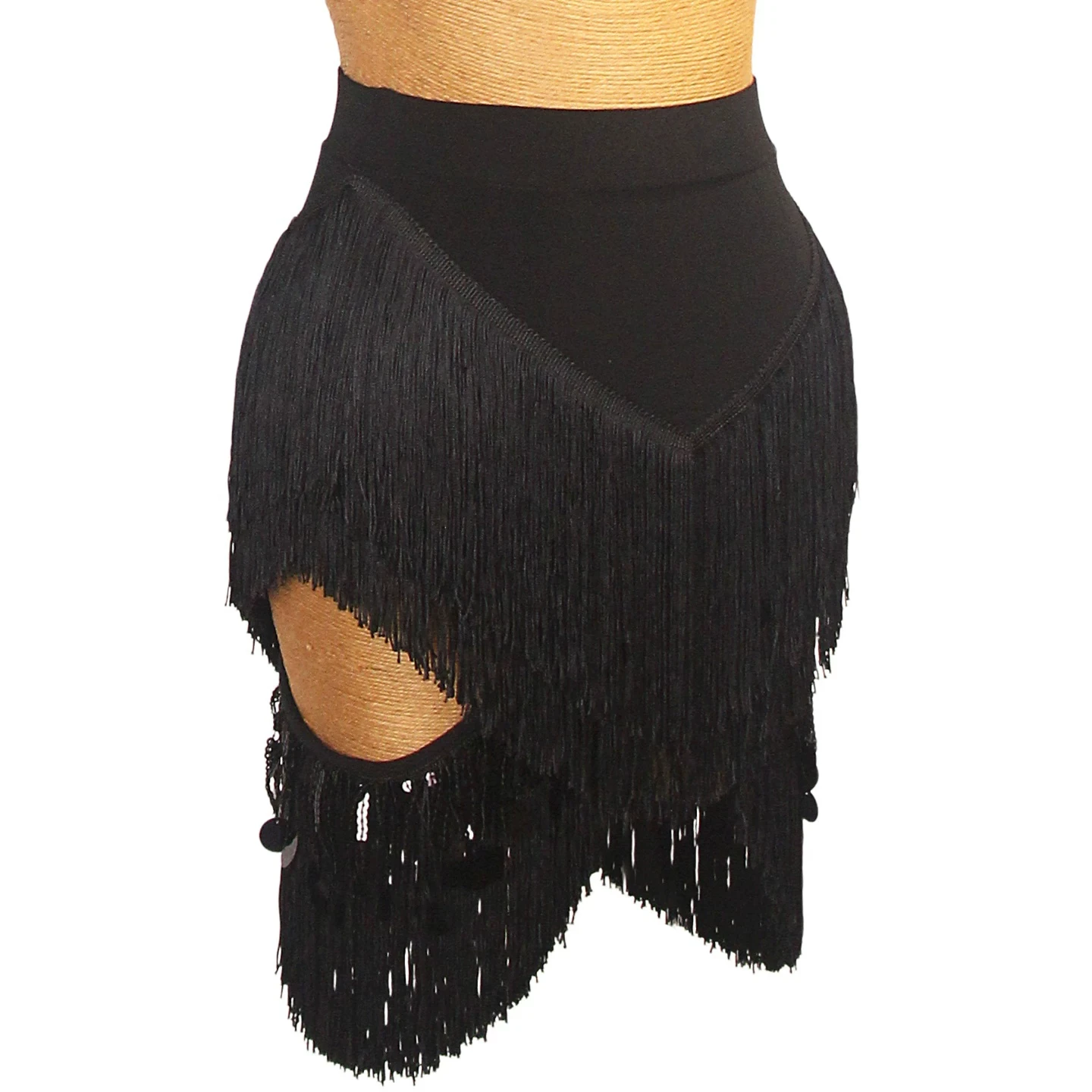 2026 Latin Dance Skirt High Waist Double Layer Fringe Skirt Irregular Tassel Skirt Adult Women Cha Cha Rumba Performance Costume
