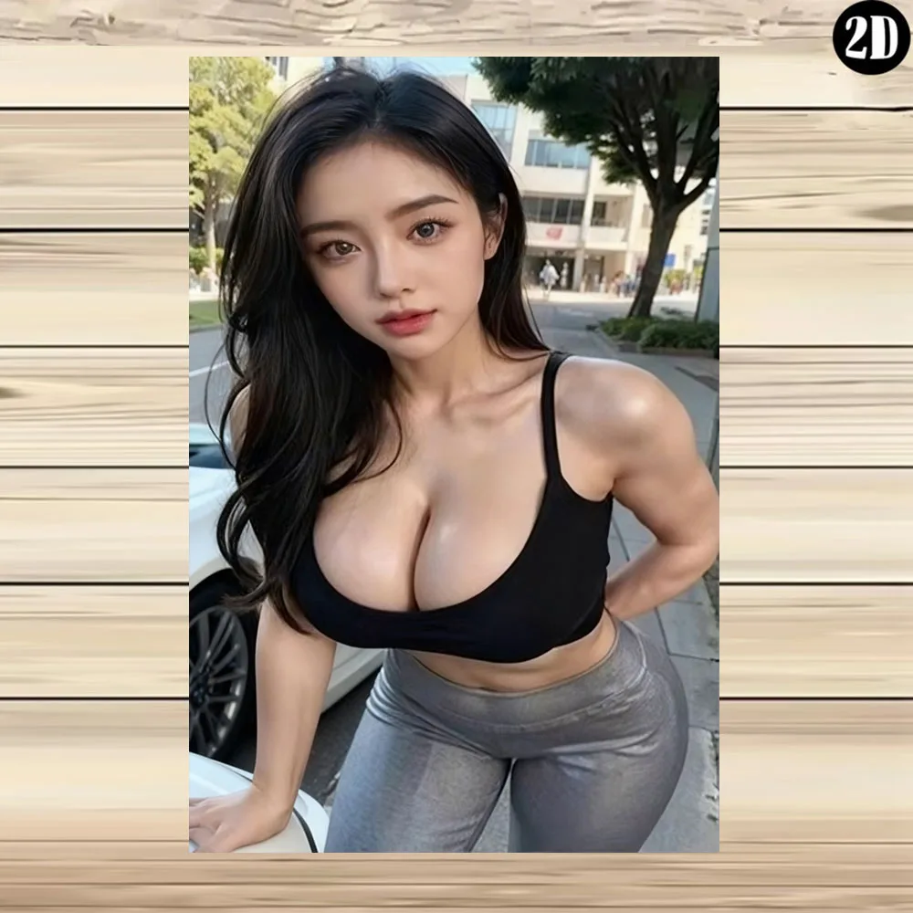 （2D Tin painting）Retro Aluminum 2D Wall Art Vintage Pin Up Girl Metal Sign High Quality Decor for Home Bar Man Cave Gift Idea