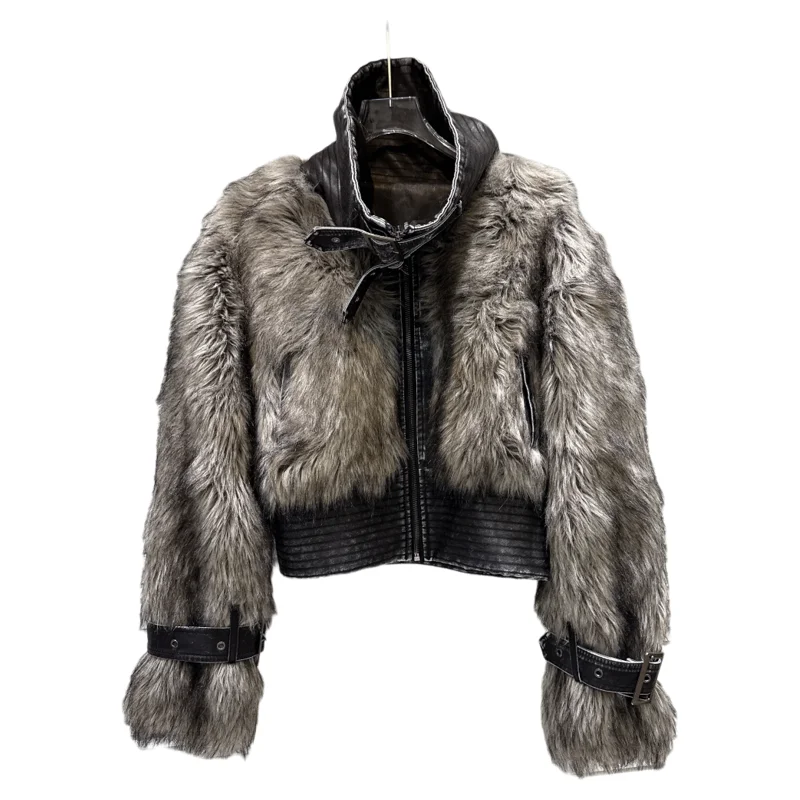 2025 شتاء جديد حلو كول حار بنات صديقة للبيئة الفراء والجلود تصميم معطف الفرو قمة فاخرة رقيق الدافئة قصيرة فروي سترة #5