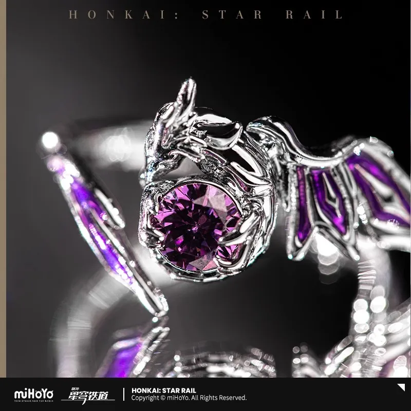 [Genuine] Game Honkai Star Rail Polyxia Pollux Dragon Themed Impression Ring Anime Cosplay Metal Accessories Jewelry Xmas Gifts - Image 3