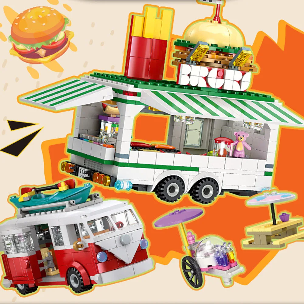 

Идея Уличный пейзаж Строительный блок Фаст-фуд Ресторан Строительный кирпич Город Вид на улицу Das Auto T1 Мобильный магазин бургеров Игрушки