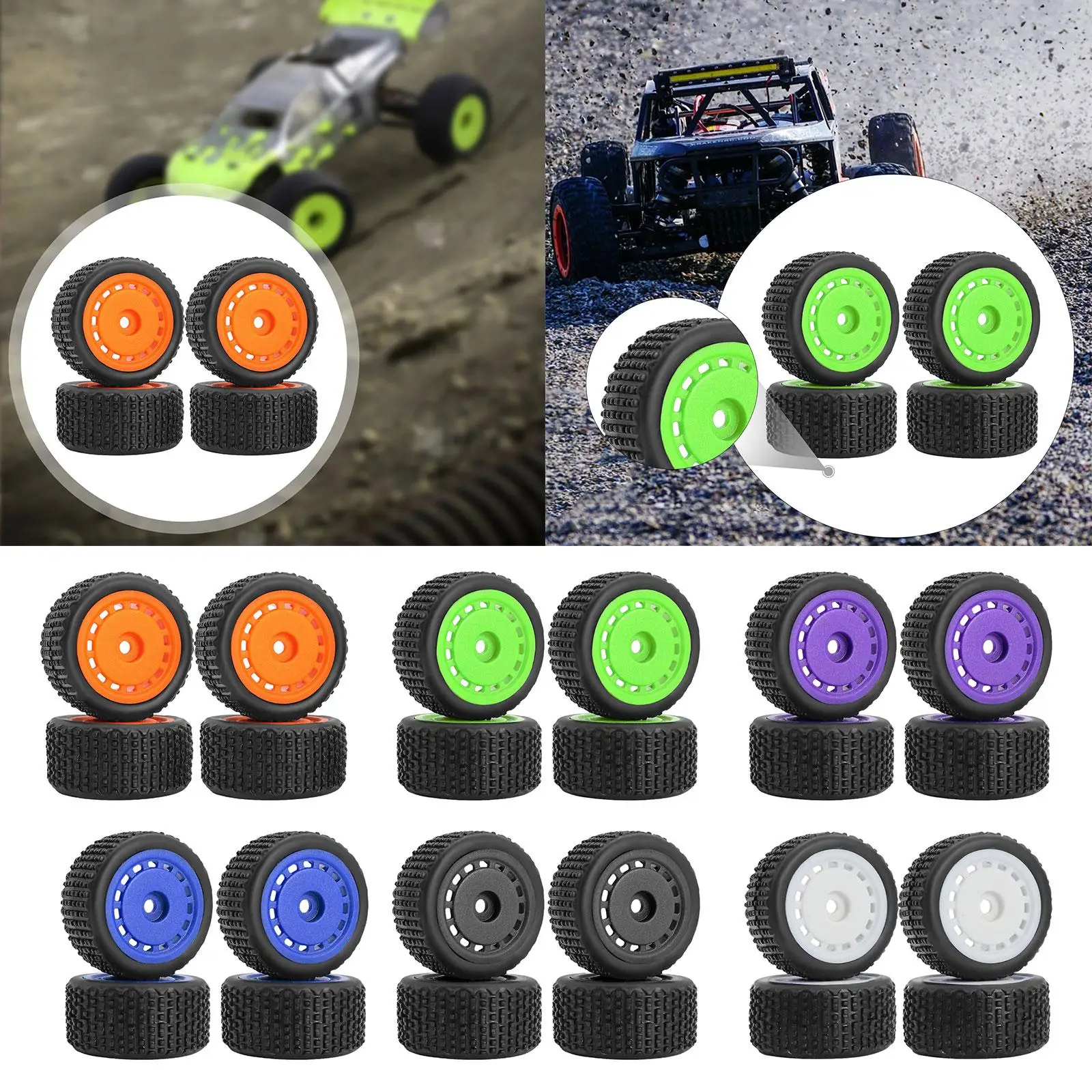 4Pcs Wheels Rims Set DIY Modified Sturdy Replacement 7mm Hex RC Tire Wheels for Micro T 1/28 RC Car Accessory Truck Crawler