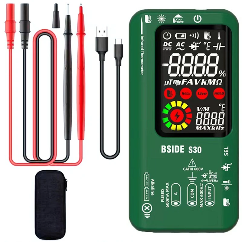 BSIDE Digital Multimeter Infrared Temperature 15V Diode LED Rechargeable Smart Multimeter DMM