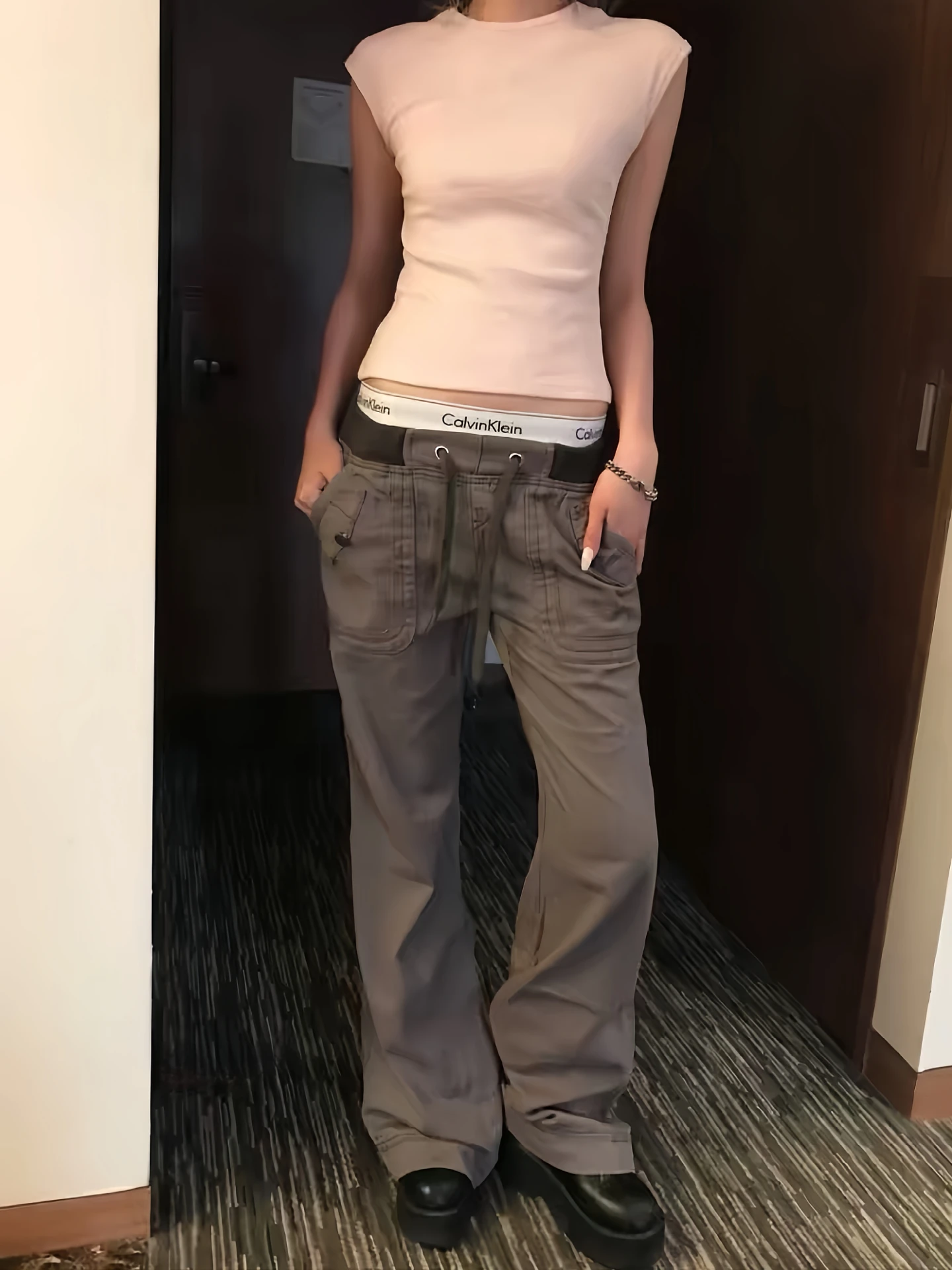 

Low Waist Bell Bottom Denim Jeans Women's Summer Spicy Girl Design Sense Belted Straight Casual Pants Retro Style Loose Fit